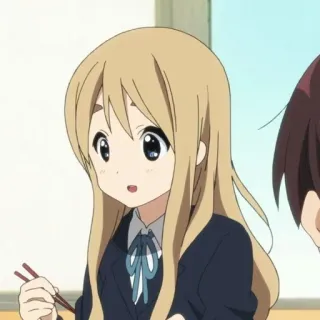 🍬 3b2ae3b7 Tainaka Ritsu K-On! アニメ, けいおん!, 女子高生, 可愛い, ムギ, 琴吹紬, 食べる, 箸 telegram sticker