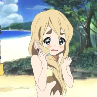 🩹 b252b9ae アニメガール, ビーチ, 心配, 悲しい, 電話 telegram sticker