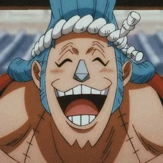 🤖 57269a70 Franky One Piece Anime, One Piece, Franky, Cyborg, Sorriso, Feliz, Personagem telegram sticker