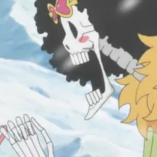 💀 867f9f8e Brook One Piece anime, esqueleto, Brook, One Piece, engraçado, desenho animado telegram sticker