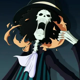 💀 adbaaef4 Brook One Piece Brook, One Piece, anime, esqueleto, pirata, música telegram sticker