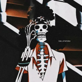 💀 bb56127f Brook One Piece Brook, One Piece, Anime, Esqueleto, Personagem, Pirata telegram sticker
