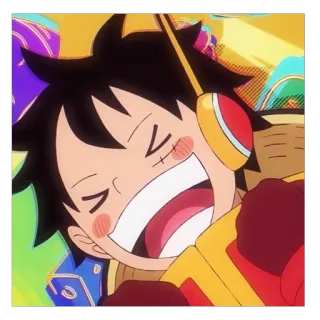 😆 36d5a93f Monkey D. Luffy One Piece anime, glimlachend, blij, Luffy, One Piece whatsapp sticker