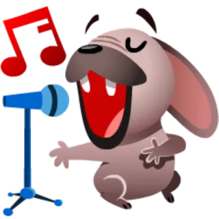 🎵 2170dd32 hond, zingen, microfoon, cartoon, muziek telegram sticker