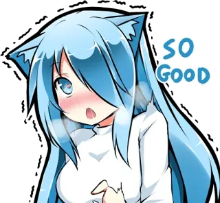 😍 10492e8c SO GOOD Anime, Ragazza, Carina, Orecchie da gatto, Rossore, Che buono, Cartone animato telegram sticker