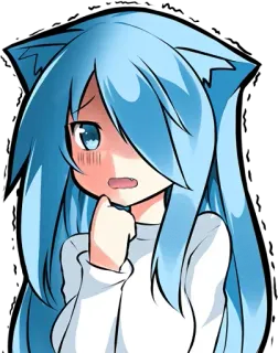 😱 7d13e2af Anime, Ragazza gatto, Carino, Capelli blu, Arrossendo, Kawaii telegram sticker