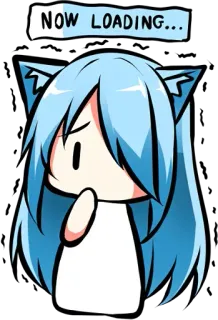 😖 e893e305 NOW LOADING... caricamento, gatto femmina, carino, anime, computer, internet telegram sticker