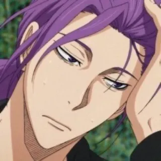 💜 08e16692 Murasakibara Atsushi Kuroko's Basketball animé, fatigué, basketball, manga, Murasakibara whatsapp sticker