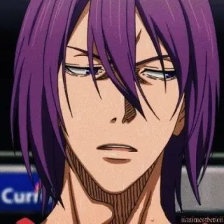💜 102001e0 Atsushi Murasakibara Kuroko's Basketball Anime, Manga, Basketball, Cheveux violets whatsapp sticker