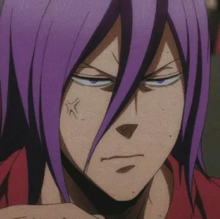 💜 4200bfa6 Atsushi Murasakibara Kuroko's Basketball Anime, Manga, Basketball, Sérieux, Cheveux violets whatsapp sticker