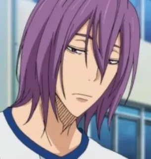 💜 5a7af9e1 Atsushi Murasakibara Kuroko's Basketball animé, manga, basket, sport, cheveux violets whatsapp sticker