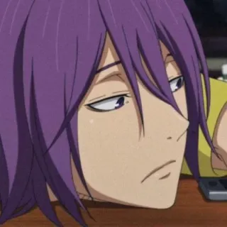 💜 7e4de6e7 Murasakibara Atsushi Kuroko's Basketball Anime, Murasakibara, Basket, Paresseux, Cheveux violets whatsapp sticker