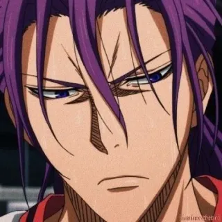 💜 82fb9e5b Murasakibara Atsushi Animé, Basketball, Manga, Cheveux violets, Sérieux whatsapp sticker