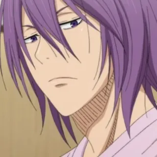 💜 d0668b85 Atsushi Murasakibara Kuroko's Basketball Anime, Manga, cheveux violets, basketball, personnage whatsapp sticker