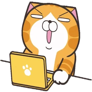 😩 a6de7f12 cat, laptop, computer, orange, animal, funny telegram sticker