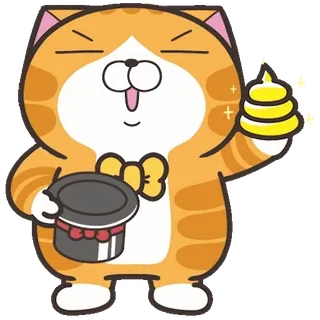 💩 d7c667de cat, magic, hat, yellow, cute telegram sticker
