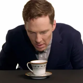 🥢 fd97f8db uomo, tè, tazza, attore, bevanda, bere, tavolo, ritratto telegram sticker