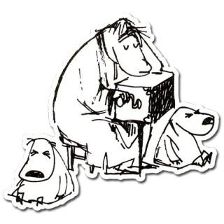 😔 13db9a7a Moomin Moomins 姆明, 卡通, 素描, 插画, 角色 telegram sticker