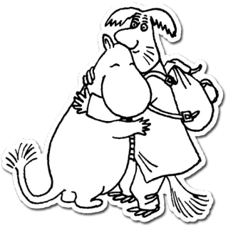 👬 616c4ffb 卡通, 拥抱, 友谊, 可爱, 姆明 telegram sticker