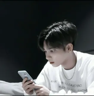 👒 f64b896a WHAT CAN I LEAVE BEHIND WHEN THE FLEETING LIGHTNING person, man, indoors, phone, t-shirt telegram sticker