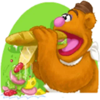 🍞 e94aa162 Fozzie Bear The Muppets fozzie bear, muppets, sandwich, cartoon, food, puppet telegram sticker