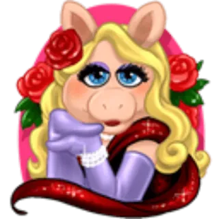 🌹 ff1eb416 Miss Piggy The Muppets Miss Piggy, Muppets, pig, cartoon, cute, roses, glamour telegram sticker