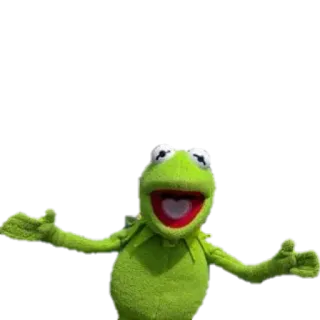 🙌 6743a75e Kermit 科米蛙, 布偶, 木偶, 绿色, 快乐, 张开手臂 telegram sticker