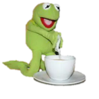 ☕ c50b939b Kermit the Frog 科米, 青蛙, 表情包, 茶, 喝 telegram sticker