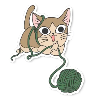 🖕 29314452 kot, środkowy palec, obraźliwy, kot z kreskówki, słodki, kociak, włóczka, naklejka telegram sticker