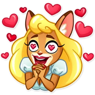 😍 409d155a cartoon, hearts, love, animation, emoji, eyes, blond, animal, cute, smiling telegram sticker
