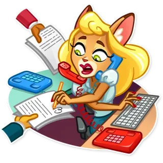 😤 b1c77c4c office, busy, stressed, desk, cartoon, animal, phone, typing telegram sticker