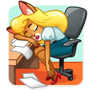 😴 cff69341 cartoon, animal, exhausted, office, sleeping, tired telegram sticker