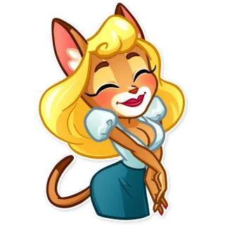 😊 dd49f361 cartoon, cat, female, blond, anthropomorphic, cute telegram sticker