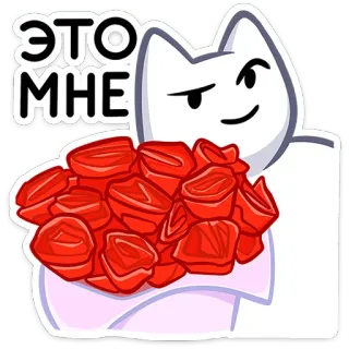 💐 1dec98ad ЭТО МНЕ cat, flowers, bouquet, cute whatsapp sticker