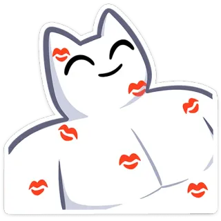 😘 4fb7aec7 cat, kiss, lips, cartoon, muscular, chest whatsapp sticker
