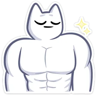 😌 cc6e6b8e muscle, buff, cat, meme, cartoon whatsapp sticker