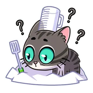 😳 399924e4 kat, cartoon, koken, verward, keuken, sticker telegram sticker