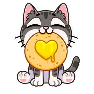 ☺️ 945541a4 kat, dier, schattig, sticker, eten, pannenkoek, hart telegram sticker