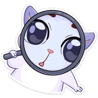 🔍 dc0f96e8 猫, 虫眼鏡, かわいい, 動物, 検索, 探偵, 子猫 telegram sticker