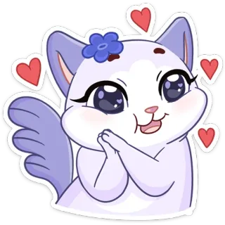 😍 ea0649f3 猫, 可愛い, ハート, 動物, 漫画, ステッカー telegram sticker