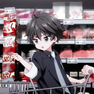 🥺 09ee1fe9 อนิเมะ, เด็กผู้ชาย, ช้อปปิ้ง, ซูเปอร์มาร์เก็ต, มังงะ, รถเข็น telegram sticker