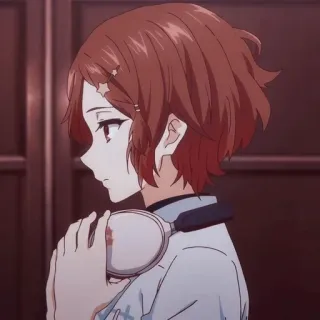 😒 5e101deb อนิเมะ, ผู้หญิง, หูฟัง, ผมสีน้ำตาล, ตัวละคร, ภาพประกอบ telegram sticker