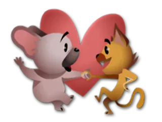 👯 62bbaa59 dessin animé, animaux, koala, chat, coeur, amitié, danse telegram sticker