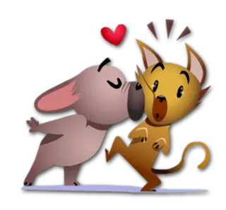 😚 b54f6666 chien, chat, baiser, amour, dessin animé, animaux telegram sticker