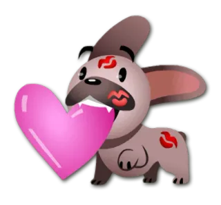 💋 d04ce082 chien, coeur, amour, baiser, Saint-Valentin telegram sticker