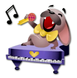 🎤 fc82e634 chien, piano, microphone, musique, dessin animé, chant, artiste, performance telegram sticker