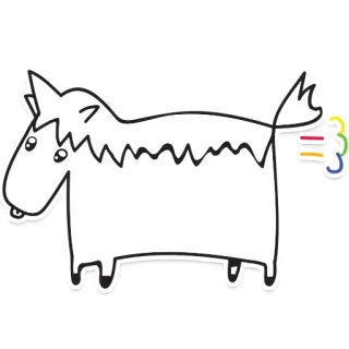 🦄 3f772665 Pferd, Tier, Cartoon, Zeichnung, Illustration telegram sticker