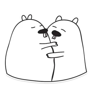 😘 98781308 Biber, Tiere, Cartoon, Umarmen, Liebe, Süß, Freundschaft telegram sticker