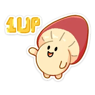 👍 1cb4d08a 1UP เห็ด, น่ารัก, คาวาอิ, วิดีโอเกม, เพิ่มพลัง telegram sticker