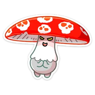 😈 792254cd เห็ด, การ์ตูน, เชื้อรา, สีแดง, พืช telegram sticker
